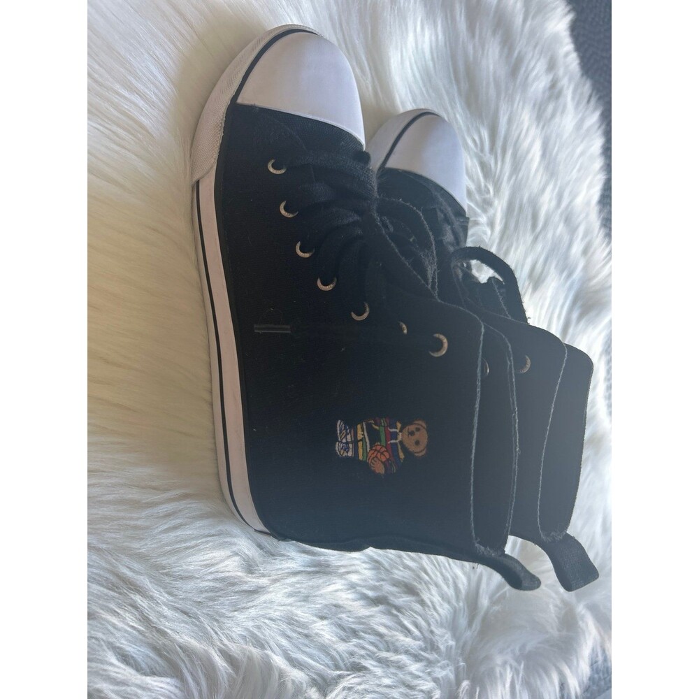 Polo Ralph Lauren Mens Size 5.5 HAMPTYN II Hi-Top Sneaker Black Bear Logo